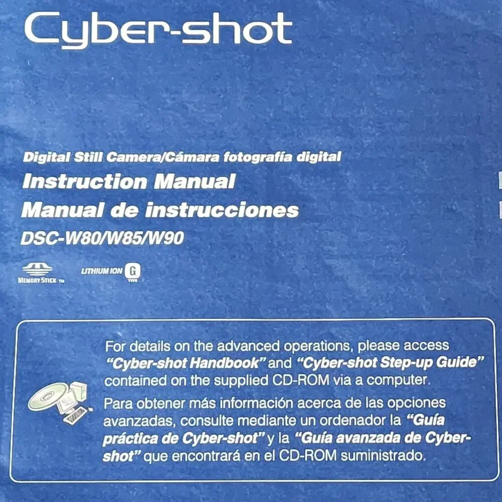 SONY Cyber-Shot DSC-W80/W85/W90 Instruction Manual + Handbook/Application CD